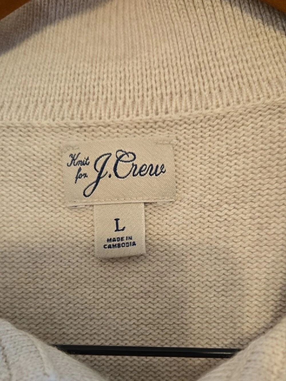 J. Crew Men’s Cream Long-Sleeve Polo Sweater NWOT